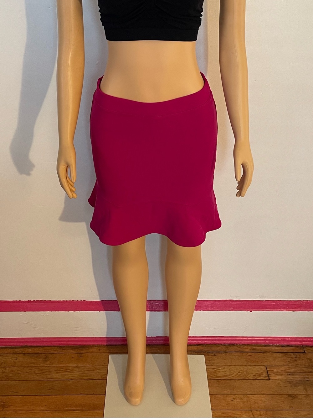 Express Hot Pink Ribbed Flare Skirt | Size M